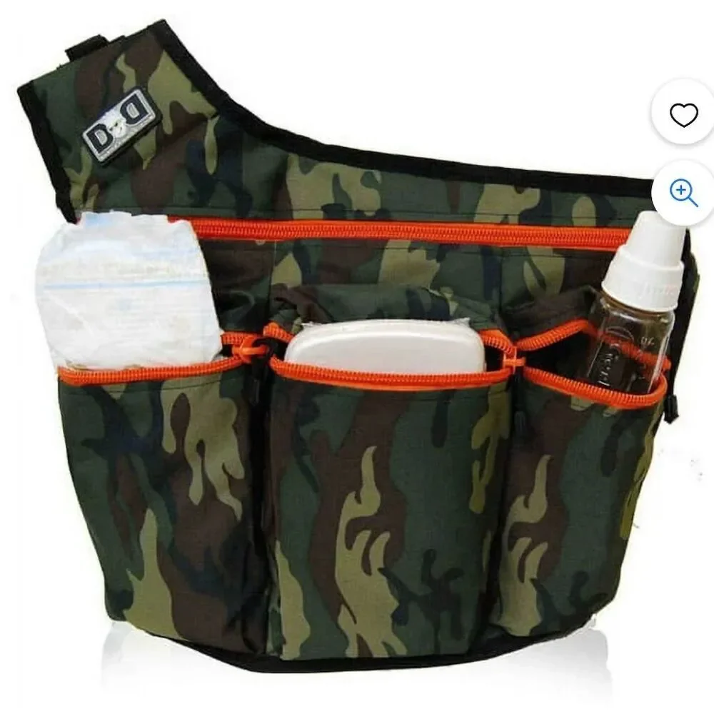 Diaper Dude Camo Messenger Diaper Bag Unisex Large Adjustable Strap Pockets